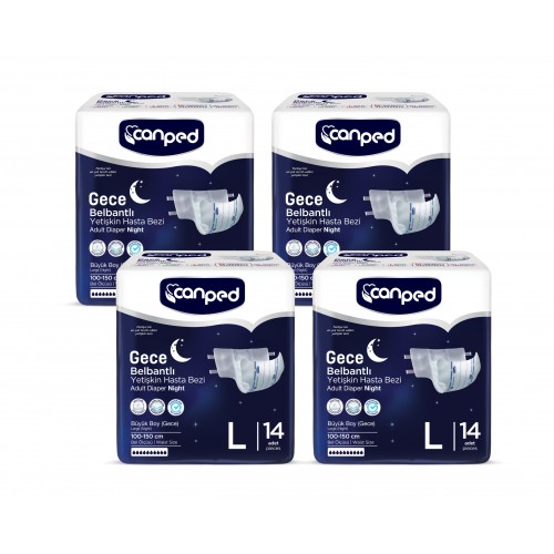 Canped Belbantlı Yetişkin Hasta Bezi Büyük Boy 56 Adet Canped Belbantlı Yetişkin Hasta Bezi Büyük Boy 56 Adet